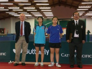NZ Junior Open 2010 - Cadet Girls Singles Final (9April). Richard Ammundsen (Assistant Umpire) Wong Chung Wan (Hong Kong) Lily Phan (Australia) Malcolm Wong (Umpire).