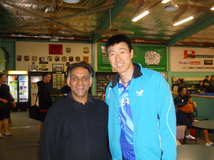 Depak Patel with Oh Sang Eun from South Korea (won the TTNZ Men's singles and ranked 31 in the world)